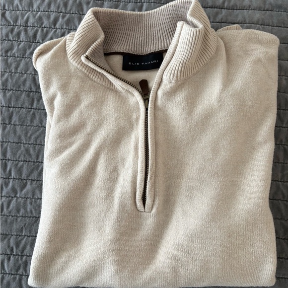 Elie Tahari Other - Elie Tahari Men's Beige Zip-Up Sweater